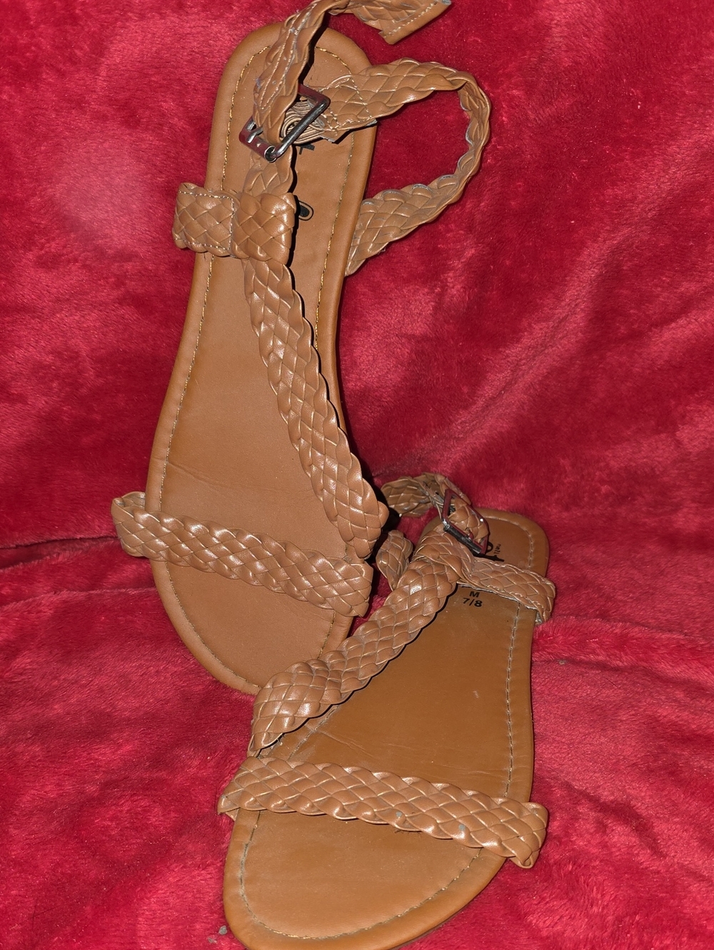 Rue21 Tan Braided Strappy Flat Sandals